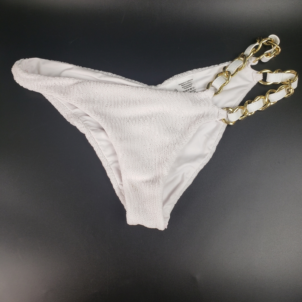 Beach Bunny White w/ Chain Bikini Cheeky Bottoms - Swim Resort Cruise Breanna XL - Picture 8 of 13